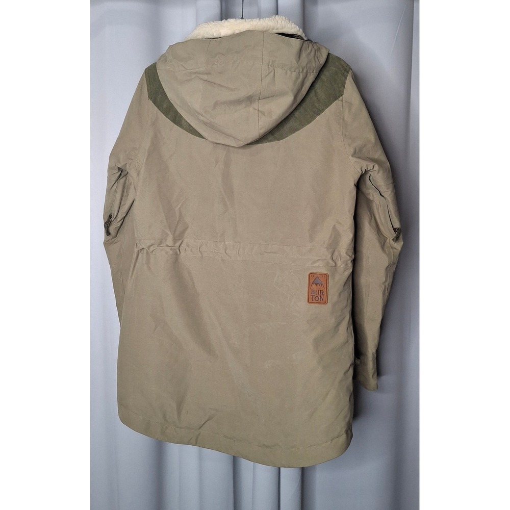 Burton Prowess DryRide Snowboard Jacket Women Khaki/Green/Tan Sherpa Hooded Coat - Picture 6 of 16
